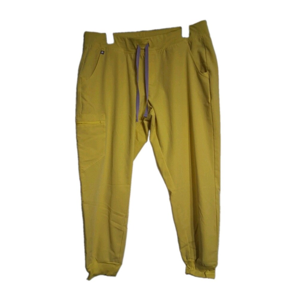 Women's FIGS Technical Collection Yellow Jogger Scrub Pants Size XLP Petite